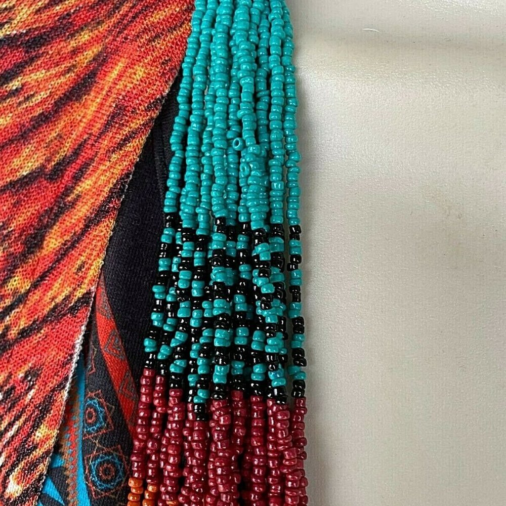 Southwestern 18strand Seed Bead Necklace turquoise Indian summer beaded jewelry - Picture 9 of 12